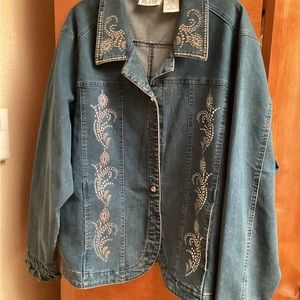 Blair womens silver studded jean jacket, size 3XL, 214